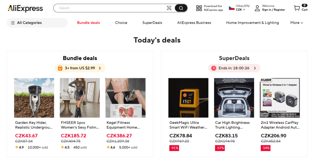 Jedním z hlavních lákadel AliExpress je jeho rozsáhlá a rozmanitá nabídka produktů.