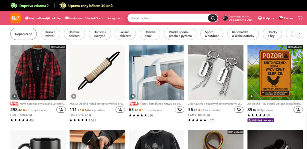 Temu si rychle získalo oblibu mezi spotřebiteli díky své široké nabídce produktů a atraktivním cenám.