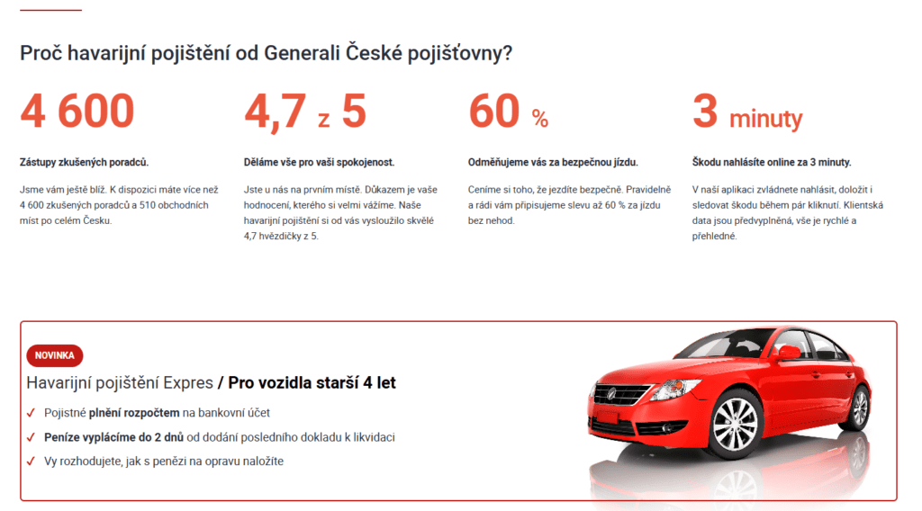 Generali Česká pojišťovna umožňuje získat slevu až 60 % za jízdu bez nehod.