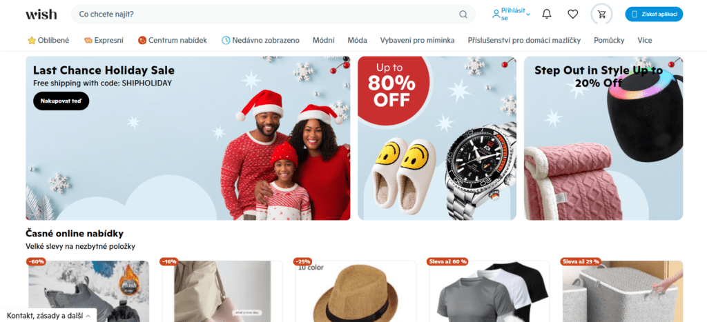 Wish nabízí velký sortiment levného zboží, i když s občasnými kompromisy v kvalitě a dodání.